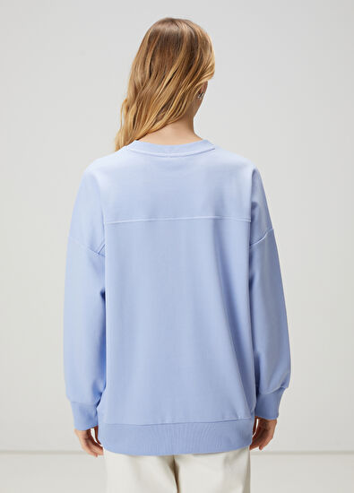 Beymen Club Oversize Mavi Logo Nakışlı Sweatshirt - 5