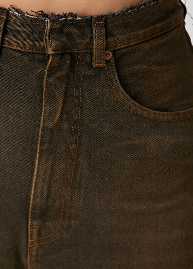 MM6 Maison Margiela Kahverengi Wide Leg Jean Pantolon - 5