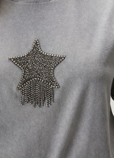 Beymen Club Gri Taş İşlemeli T-shirt - 5