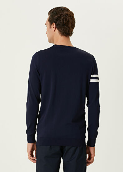 Beymen Club Navy Blue Logo Jacquard Sweater - 5