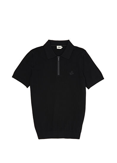 Beymen Club Siyah Polo Yaka Logolu Kısa Kollu Triko - 7