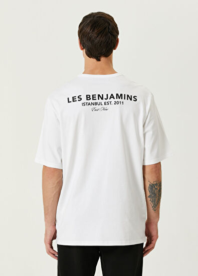 Les Benjamins Beyaz Logo Baskılı T-shirt - 4