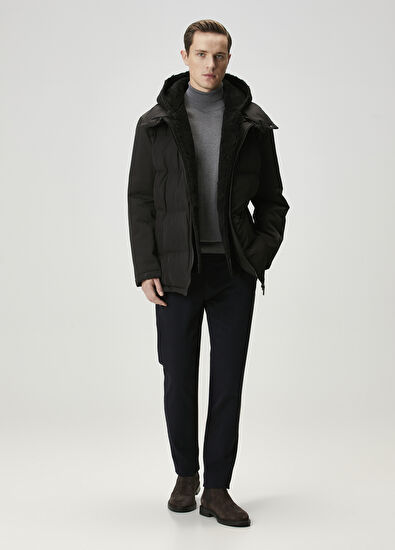 Beymen Club Siyah Kapüşonlu İç Yaka Detaylı Kaban - 3