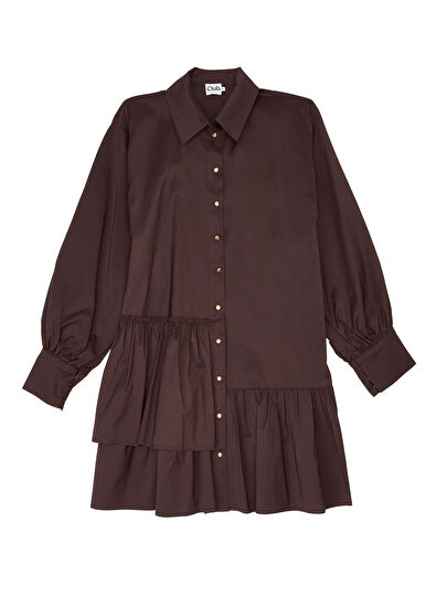 Beymen Club Plum Mini Taffeta Shirt Dress - 5