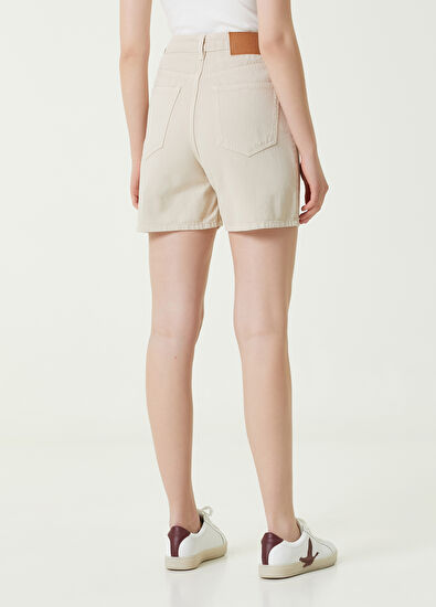 Beymen Club Beige High Waist Jean Shorts - 5