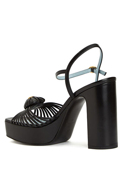 Siyah Kadın Deri Sandalet - Görsel 4