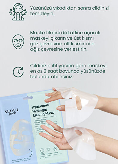 Dermal Seoulface Hyaluronic Acid Hydrogel Transparent Melting 3-Piece Face Mask 34 gr - 6