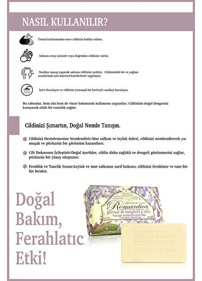 Nesti Dante Romantica Tuscan Wisteria and Lilac Mor Salkım ve Leylak Özlü Vegan Bakım Kalıp Sabun 250 gr - 4