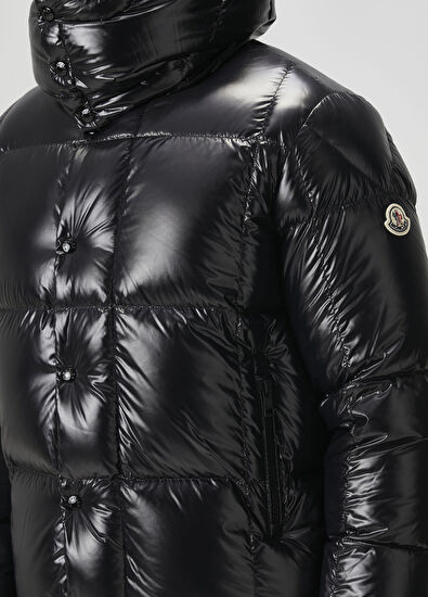 Siyah Kapüşonlu Puff Mont - Görsel 7