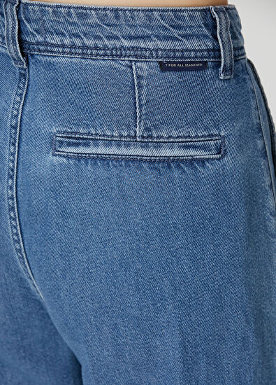 7 For All Mankind Wide Leg Mavi Pileli Jean Pantolon - 5