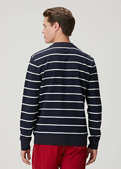 Beymen Club Lacivert Beyaz Çizgili Oversize T-shirt - 4