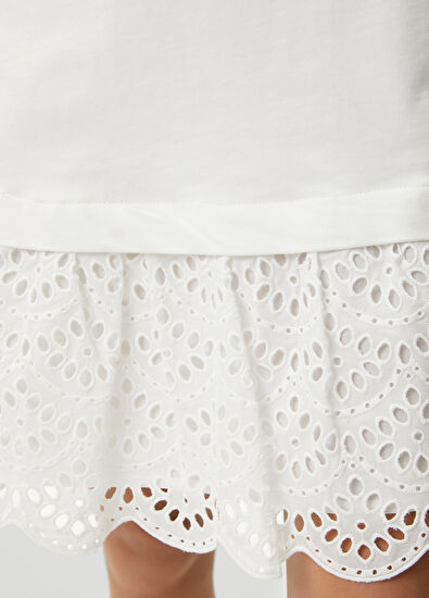 Beymen Club Kırık Beyaz Nakışlı Taş Logolu Mini Elbise - 7