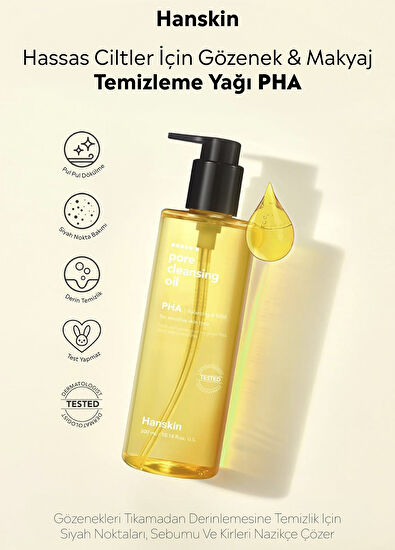 Hanskin Hanskin Pore Cleansing Oil Pha Hassas ce Toleranssız Ciltler İçin Gözenek ve Makyaj Temizleme Yağı 300 ml - 5