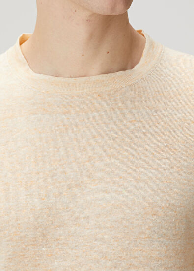 Brunello Cucinelli Sarı Kısa Kollu Keten Triko - 5