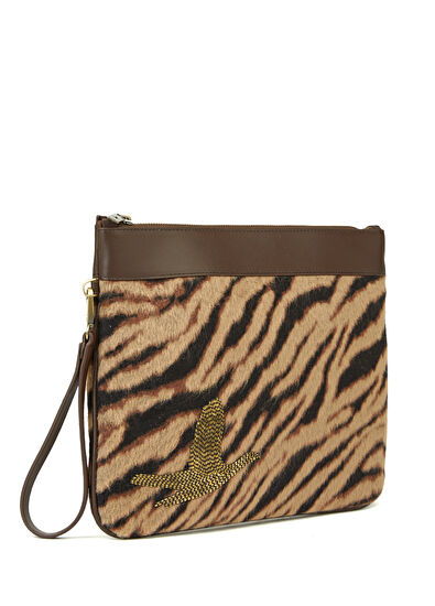 Beymen Club Taba Zebra Desenli Kadın El Portföyü - 4