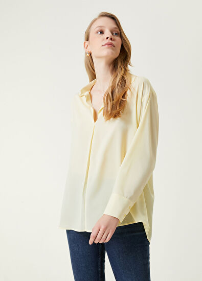 Beymen Club Açık Sarı Gömlek Yaka Bluz - 3