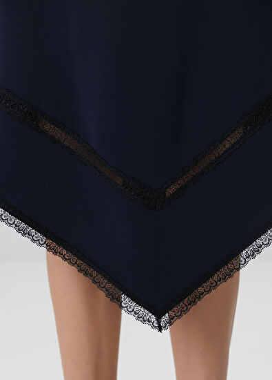 Lacivert Asimetrik Midi Elbise - Görsel 8