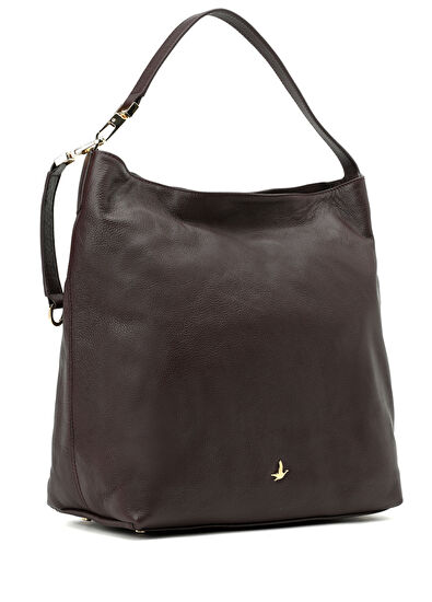 Beymen Club Burgundy Women's Leather Hobo Shoulder Bag - 3