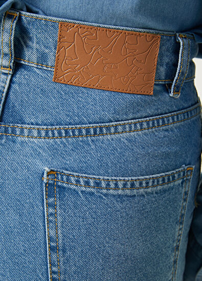 Beymen Club Slim Fit Mavi Taş Yıkamalı Mom Jean Pantolon - 5