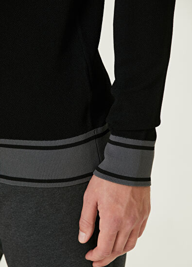 Beymen Club Siyah Polo Yaka Logo Nakışlı Triko - 7