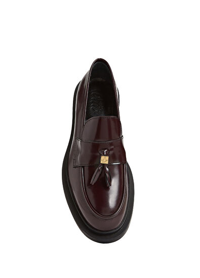 Beymen Club Bordo Püskül Detaylı Kadın Deri Loafer - 4