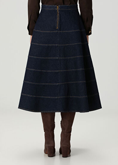 Beymen Collection Indigo Midi Denim Etek - 4