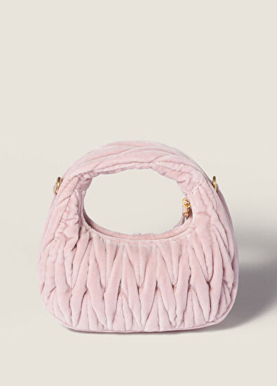 Miu Miu Wander Matelassé Pembe Kadife Kadın Mini El Çantası - 3