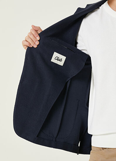 Beymen Club Navy Blue Textured Knitted Blazer - 6