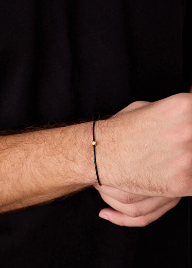 Siyah Şans Altın Kaplama Çelik Erkek Bileklik - Görsel 5