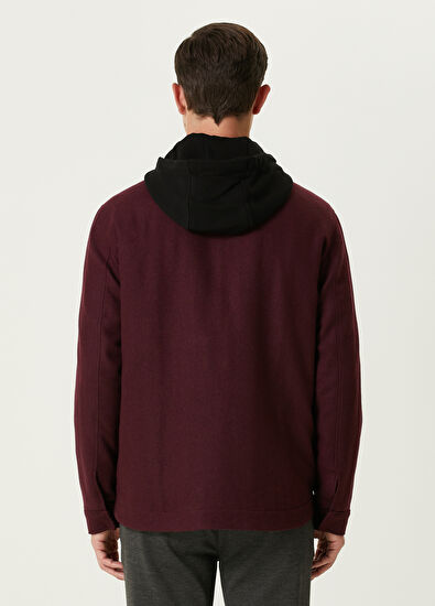 Beymen Club Burgundy Hooded Wool Cachet Overshirt - 5