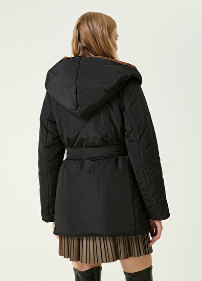 Beymen Club Siyah Çift Taraflı Kapüşonlu Puff Mont - 6