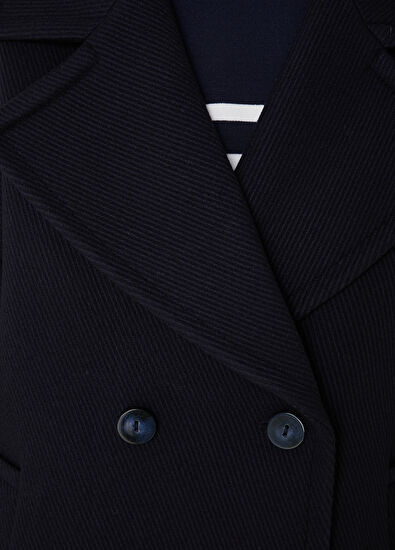 Beymen Club Lacivert Kruvaze Yün Kaban - 5