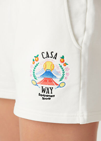 Casablanca Beyaz Nakışlı Şort - 5