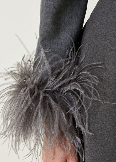 Valentino Gri Peluş Detaylı Yün Gömlek - 4