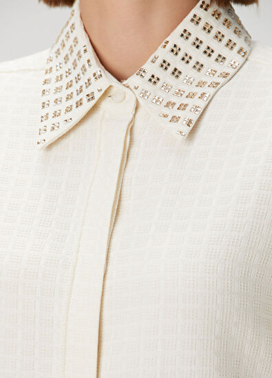 Golden Goose Krem Taş İşlemeli Gömlek - 5