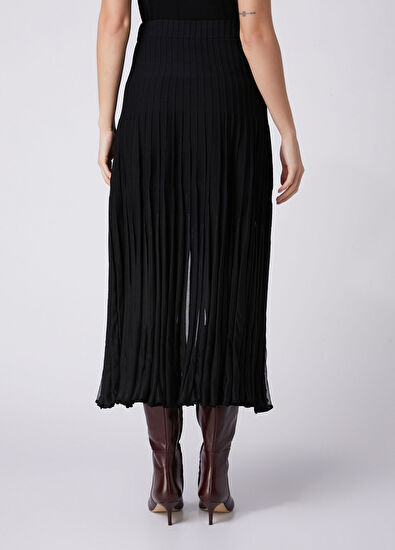 Beymen Club Black Pleated Midi Knit Skirt - 5