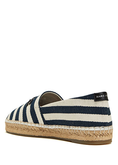 Lacivert Beyaz Logo Detaylı Kadın Kanvas Espadril - Görsel 4