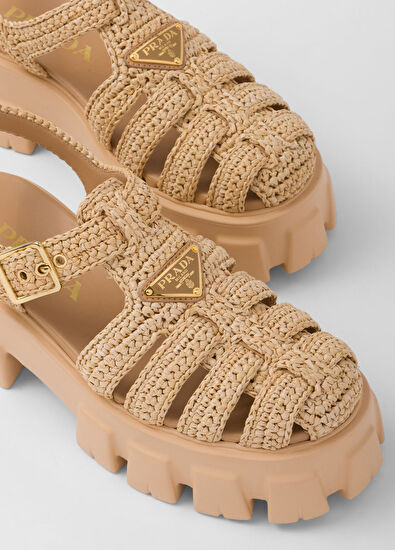 Prada Monolith Kroşe Kafes Model Sandalet - 6