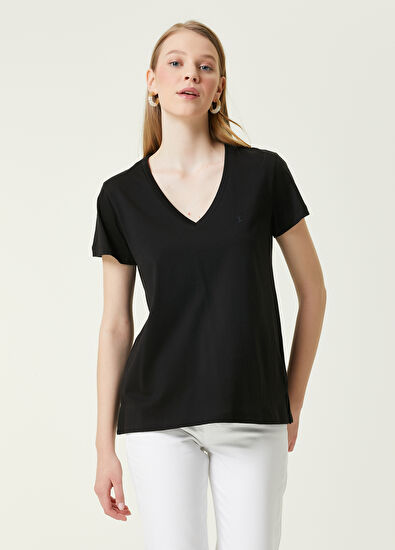 Beymen Club Siyah V Yaka Dökümlü T-shirt - 3