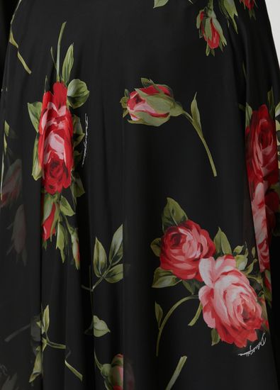 Dolce&Gabbana Red Black Midi Silk Skirt - 5