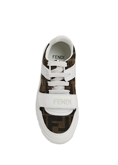Beyaz Kahverengi Unisex Çocuk Deri Sneaker - Görsel 5