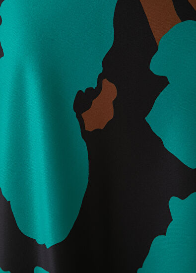 Beymen Club Yeşil Desenli Saten Midi Boy Etek - 4