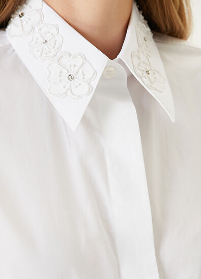Dolce&Gabbana Oversize Beyaz İşlemeli Gömlek - 4
