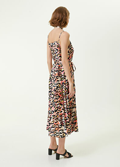 Beymen Club V Yaka Leopar Desenli Pilili Midi Elbise - 6