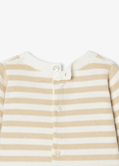 Jacadi Paris  Çizgili Örgü Kazak ve Pantolon Unisex Bebek 2'li Set - 5