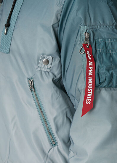 Mavi Kapüşonlu Degradeli Flight Mont - Görsel 7