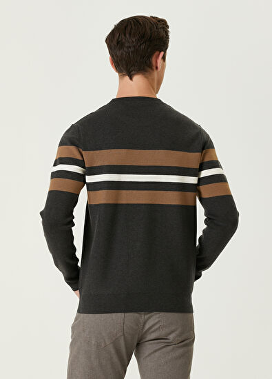 Beymen Club Antrasit Colorblocked Detaylı Kazak - 5