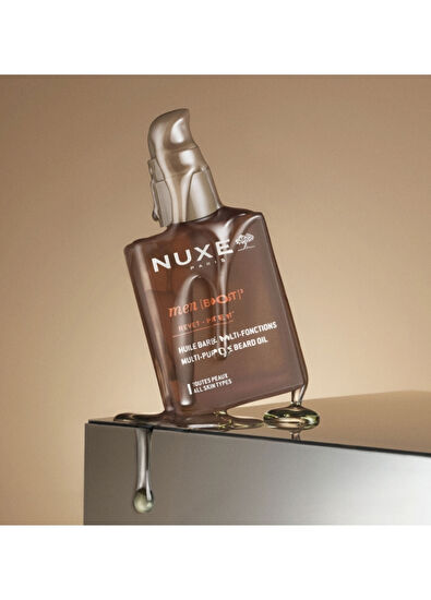 Nuxe Shower Gel 100 ml - Hair Beard Care Oil - Moisturizing Serum + Bag Men's Care Set - 5