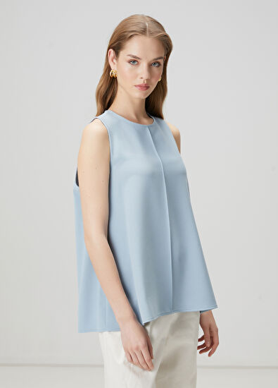 Beymen Club Açık Mavi Dökümlü Krep Bluz - 3