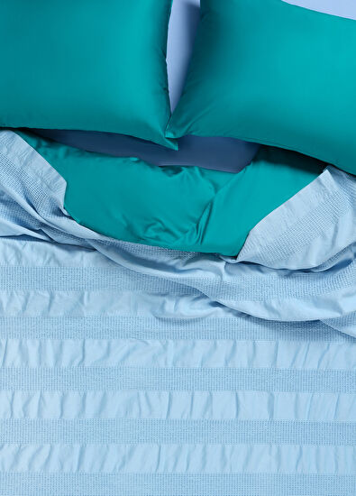 Zsa Zsa Zsu Braga Blue Cotton Waffle King Pique 240 x 220 cm - 3